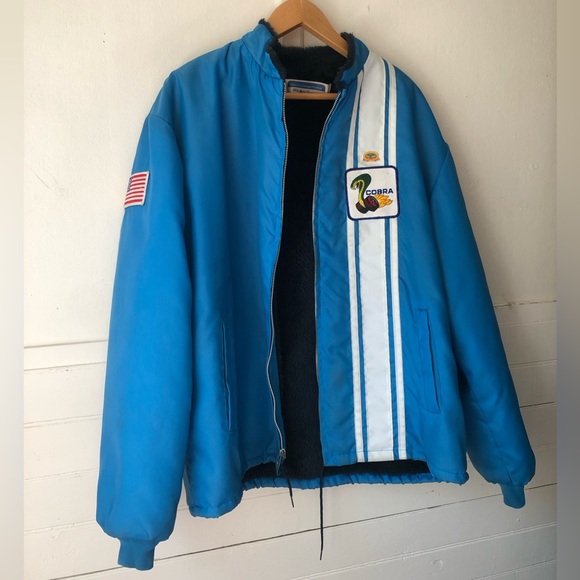 Vintage 70s Ford Mustang Cobra Shelby Snake Racing Jacket Performance Blue XL - Picture 9 of 17